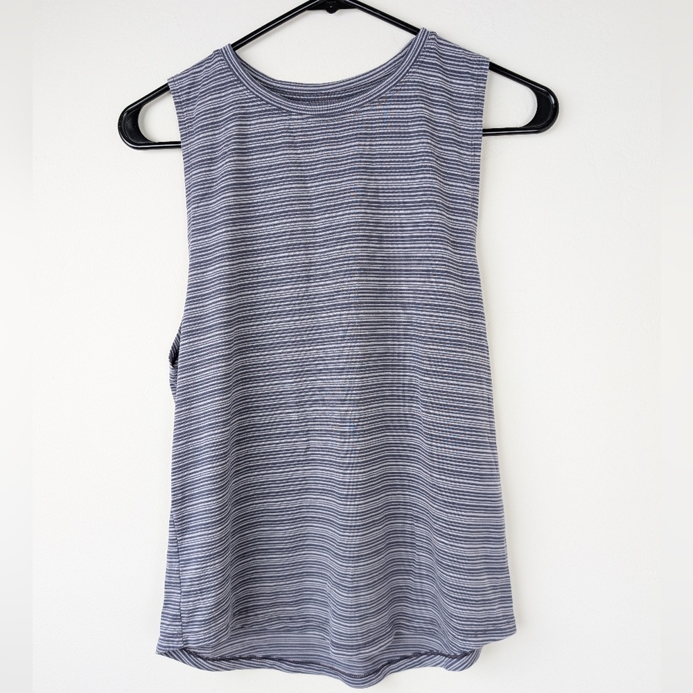Athleta Cloudlight Striped Blue Gray Tank Small